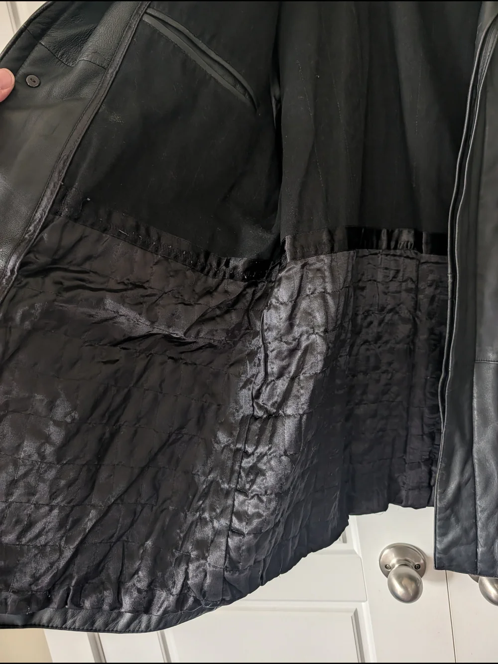 Men's Black Leather Zip-Front Coat